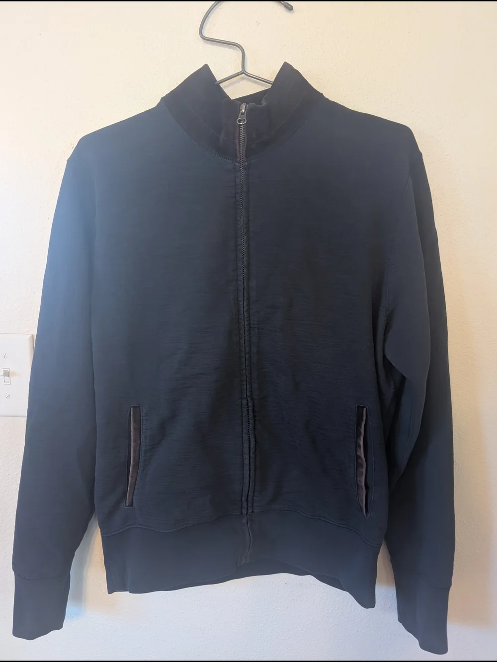 Billy Reid Navy Full-Zip Jacket With Suede Accents M